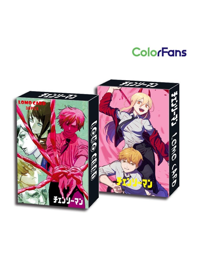 Color Fans 30 Pcs Chainsaw Man Cute Anime Lomo Card - Image 1