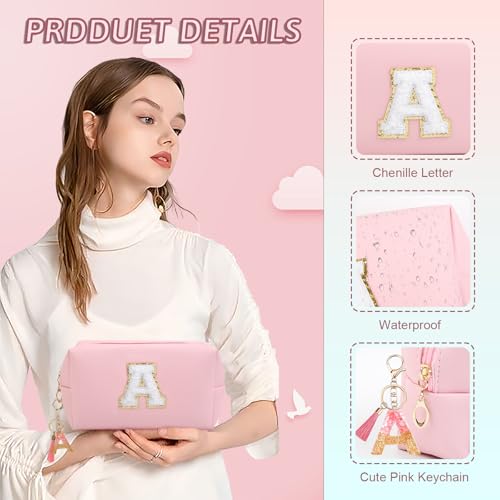 AIBFRID Birthday Gifts for Women HerTravel Cute Makeup BagLarge Capacity Cosmetic Bags for Women Makeup Pouch PU Leather Waterproof Cosmetic Bag A Pink - Image 3
