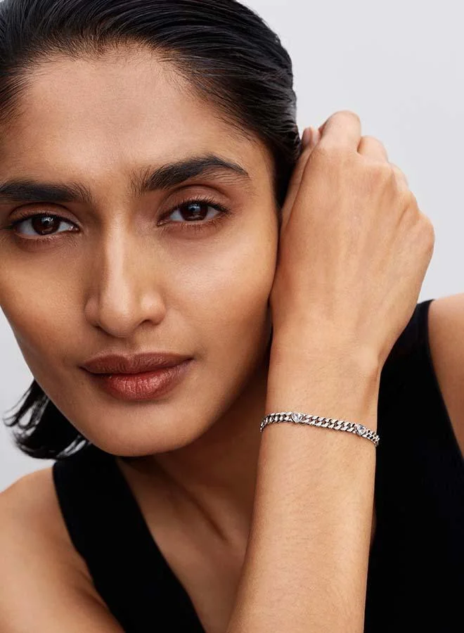 باندورا سوار سلسلة كوبية من الفضة الإسترليني مع زركونيا مكعب شفاف