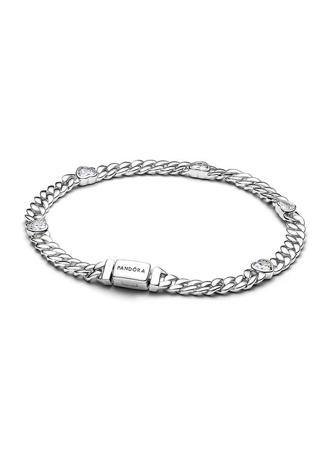 باندورا سوار سلسلة كوبية من الفضة الإسترليني مع زركونيا مكعب شفاف