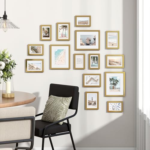 Venusmiles 15 Pack Picture Frames Collage Wall Decor Gallery Frame Set for Wall Mounting or Tabletop Display Multi Sizes Including 3pcs 8x10 6pcs 5x7 6pcs 4x6 Gold - Image 3