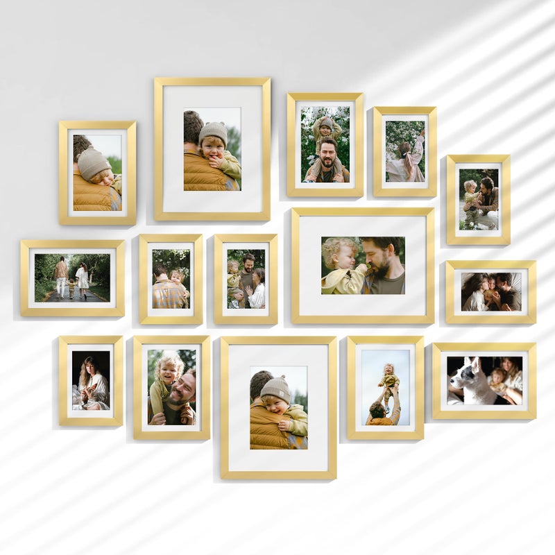 Venusmiles 15 Pack Picture Frames Collage Wall Decor Gallery Frame Set for Wall Mounting or Tabletop Display Multi Sizes Including 3pcs 8x10 6pcs 5x7 6pcs 4x6 Gold - Image 2