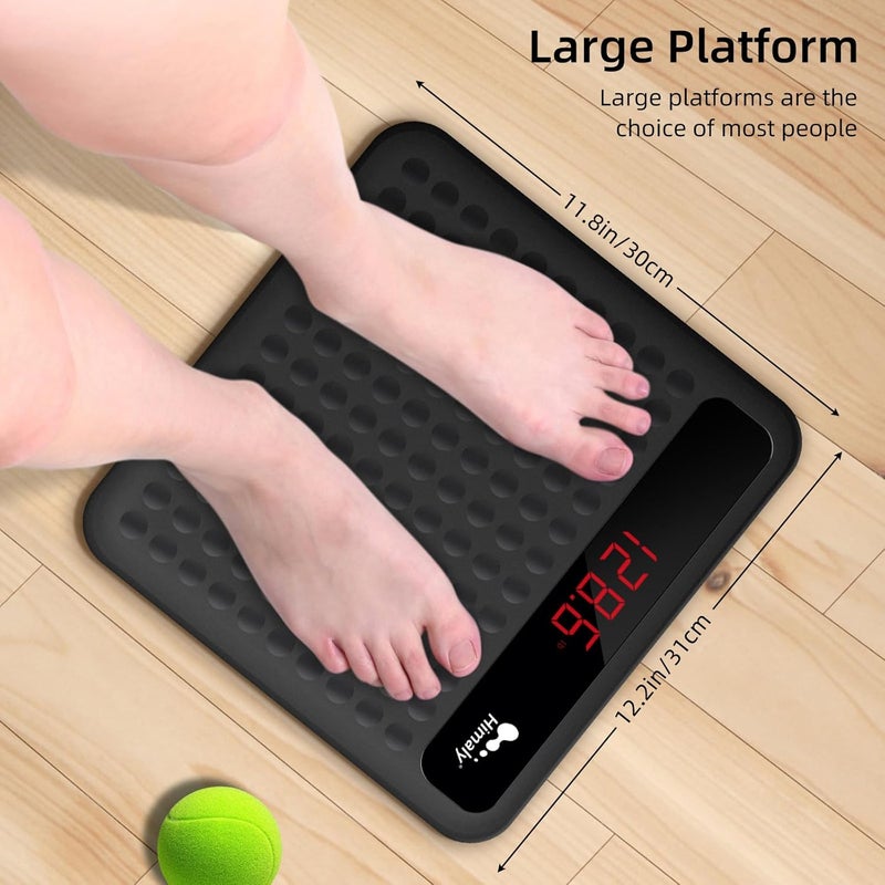 HIMALY Digital Body Weight Scale Bathroom Scale, Step-On Technology High Precision Measurements Scales with Large Non Slip Silicone Platform and LCD Digital Display, 400lbs/180kg Capacity - Image 2