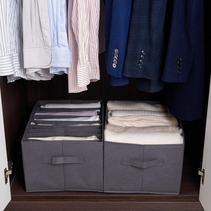 JEYANG JEYANG Mulitple Compartments Foldable Jeans TShirt Pant Organizer Clothing Storage Solution for Wardrobe Organization Clothes Management 6 Compartment pack 0f 5 Grey  - Image 3