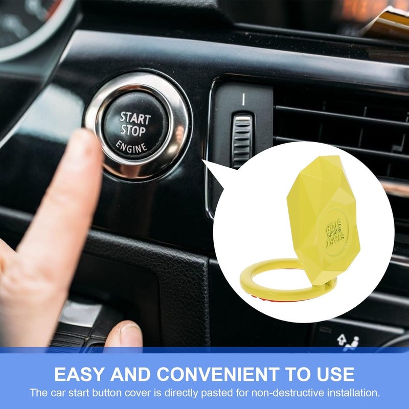 Car Push Button Cover Auto Start Cover Vehicle Engine Ignition Protection Cap One-Touch Start Button Protector Yellow for Cars and Trucks - Image 4