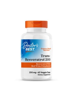 Doctor's Best Doctors Best Trans-Resveratrol 200, Resveratrol with Red Wine Polyphenol (ResVinol), Non-GMO, Gluten Free, Soy Free, Vegan 60 Veggie Caps  - Image 1