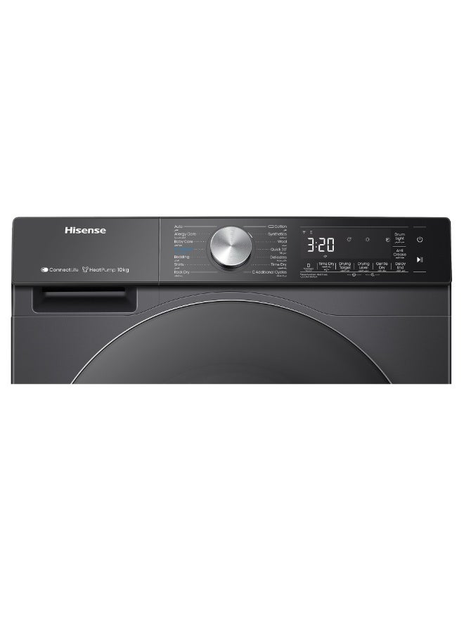 Hisense 10 KG Front Load Smart Drying Machine, A+++ Premium Black, Wi-Fi, Anti-Wrinkle, Automatic Drying, Reversible Door, Extra Drying, Anti Crease​, Quick Dry 10 kg DH5S102BB Premium Black - Image 2