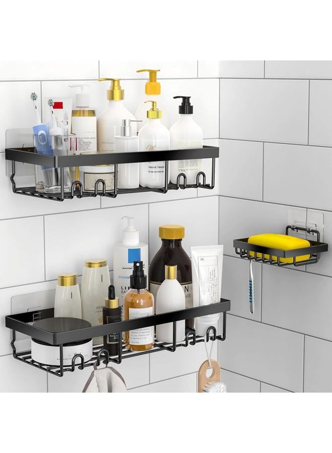 Moforoco Shower Caddy Basket Shelf with Soap Holder, No Drilling Traceless Adhesive Shower Wall Shelves, Rustproof Bathroom Shower Storage Organizer - Image 1