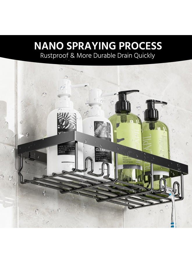 Moforoco Shower Caddy Basket Shelf with Soap Holder, No Drilling Traceless Adhesive Shower Wall Shelves, Rustproof Bathroom Shower Storage Organizer - Image 3