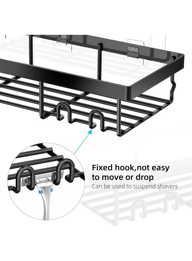 Moforoco Shower Caddy Basket Shelf with Soap Holder, No Drilling Traceless Adhesive Shower Wall Shelves, Rustproof Bathroom Shower Storage Organizer - Image 2