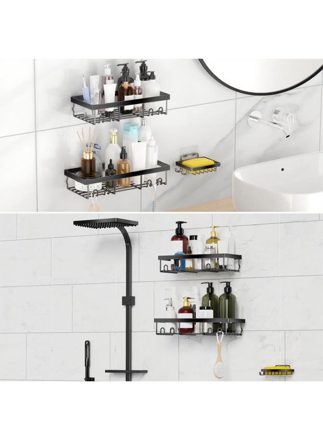 Moforoco Shower Caddy Basket Shelf with Soap Holder, No Drilling Traceless Adhesive Shower Wall Shelves, Rustproof Bathroom Shower Storage Organizer - Image 5