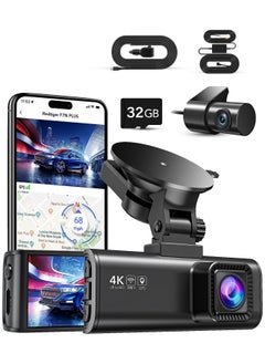 REDTIGER 4K Dash Cam Front and Rear Inside Car | Dual Dash Camera for Cars with Super Night Vision, Built-in GPS & 24/7 Parking Monitor | 5G WiFi, App Control, 32GB SD Card Included  - Image 1