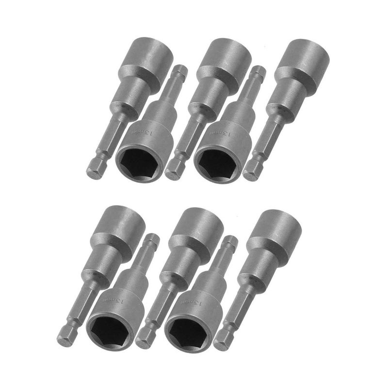 COMOK 13mm Hex Socket Magnetic Power Nut Driver Setters Bits 14 Hex Shank Metric Socket Wrench Screw Length 65mm Hex Short Nut Setter 10Pcs