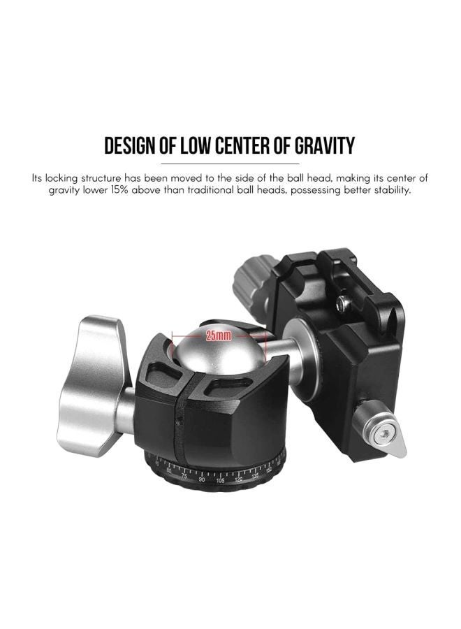 NIBEMINENT Double Notch Ball Head Manfrotto Tripod Monopod Black/Silver  - Image 5
