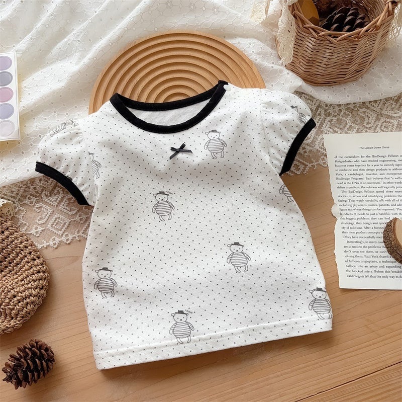 Korean Style Baby Clothes 2024 Summer New 1-3 Years Old Baby Boy Cotton Two-Piece Thin Class A Outfit G white [coat]]