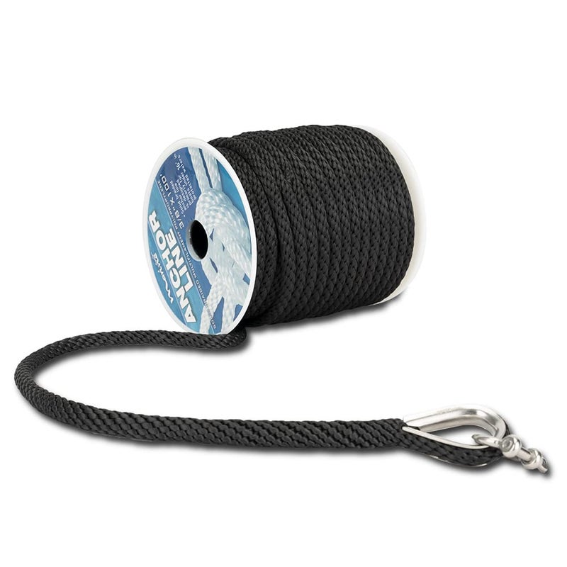 MARINE SYSTEM Made 3/8 Inch 100FT 150FT Premium Solid Braid MFP Anchor Line Braided Anchor Rope/Line with Stainless Steel Thimble and Shackle (3/8" x 100') - Image 5