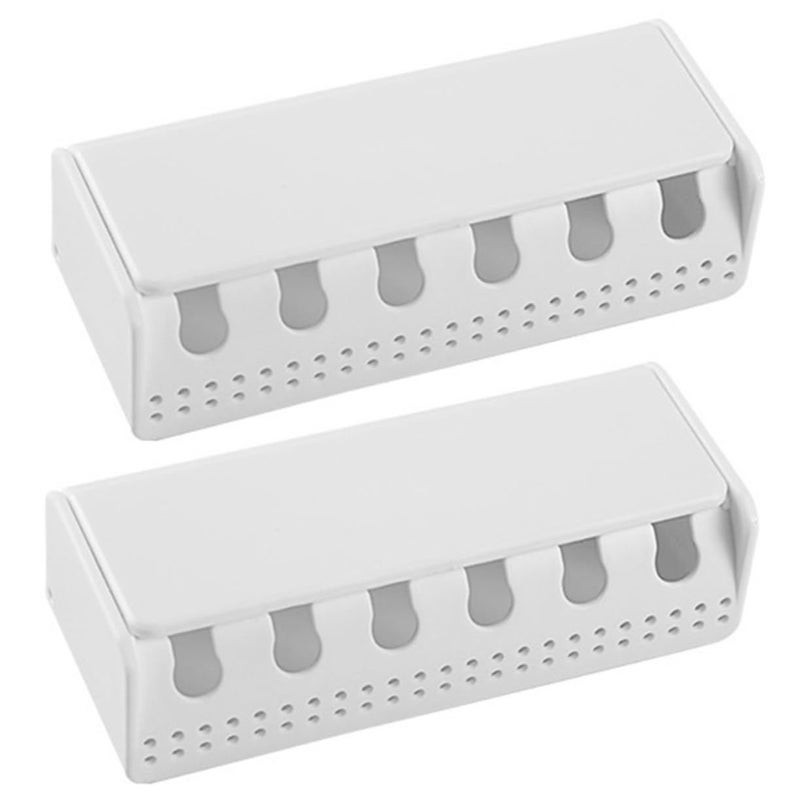 2 Pack White Wall Mount Toothbrush Holder No Drill Required Easy Installation Bathroom Organizer Space Saving - Image 2