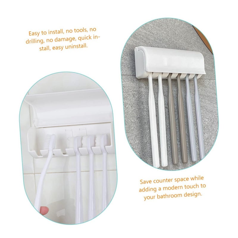 2 Pack White Wall Mount Toothbrush Holder No Drill Required Easy Installation Bathroom Organizer Space Saving - Image 4