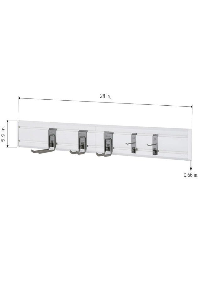 ترينيتي نظام مسار تخزين حائطي من ترينيتي، مكون من 7 قطع، مجموعة تنظيم المرآب والأدوات، مع لوحين من بلاستيك بي في سي مقاس 28 بوصة و5 خطافات، يتحمل حتى 150 رطلاً لكل لوح، لون أبيض - Image 3