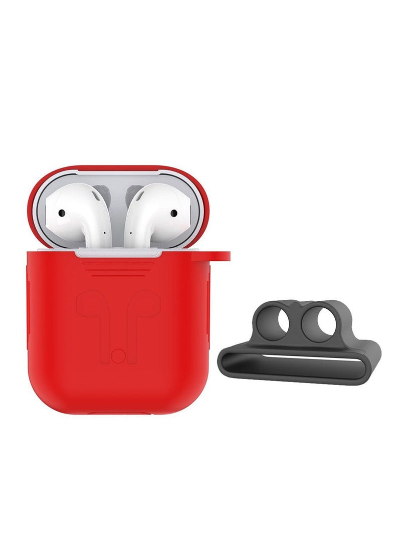 NIBEMINENT Shockproof Case Cover With Bander Holder For Apple AirPods Red - Image 2
