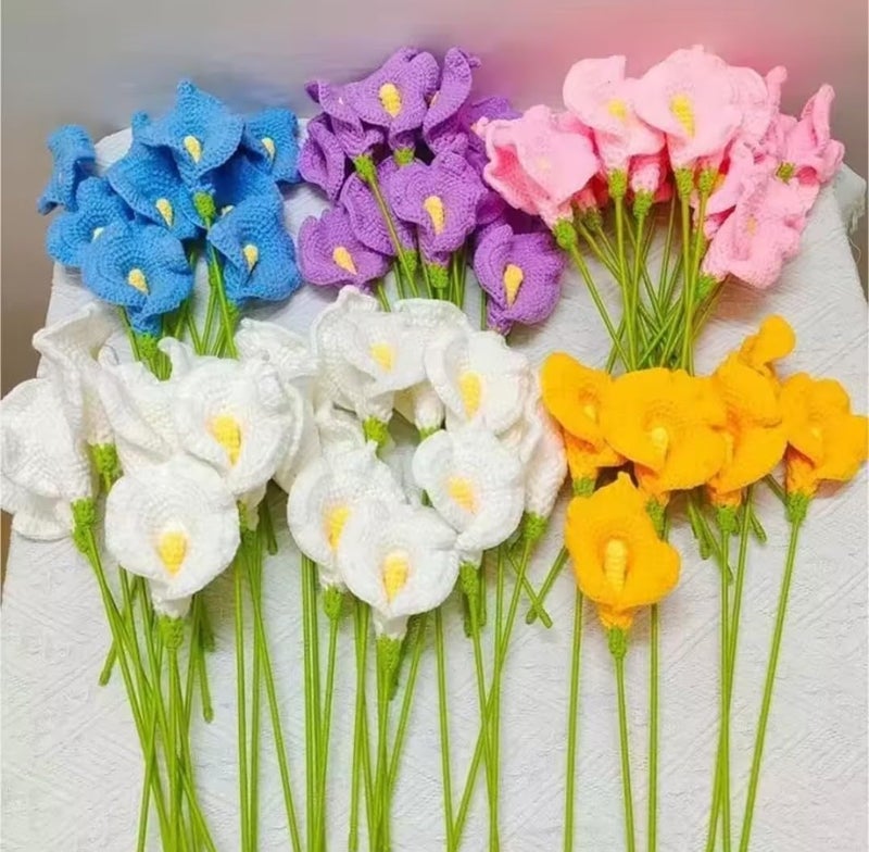 VRB Dec باقة زهور كروشيه صناعية مكونة من 5 قطع / باقة زهور صناعية / باقة زهور كروشيه / زهور كروشيه / هدية باقة زهور للفتيات لتزيين المنزل، الهدايا، إلخ. (تصميم 9) - Image 5