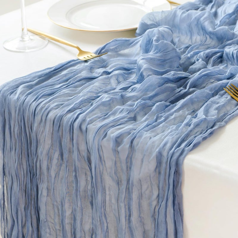 Sioloc Dusty Blue Cheesecloth Table Runner 120 x 35Spring Easter Decor Soft Gauze Boho Wedding Table Decor for 10ft Table Birthday PartyBaby Shower Bridal Shower Home Event Decor