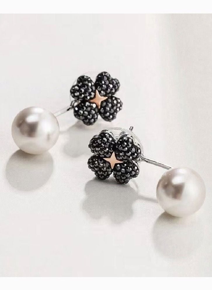 أقراط متدلية مرصعة بالمعدن الكريستالي واللؤلؤ - Image 5