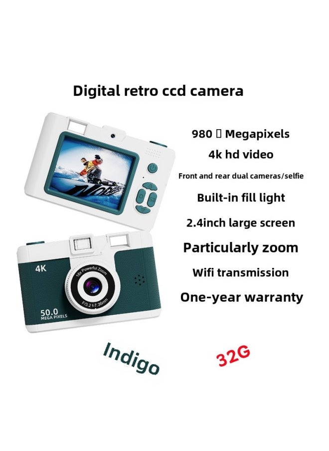 Generic 2024 HD Dual Camera Wifi Digital Camera Beginner Student Party Camera Digital Travel Card Camera-Body Color:Indigo/store Manager Recommendation  32g  - Image 1