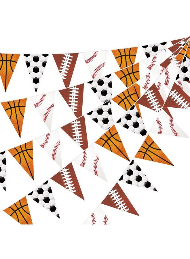 HESTYA 5 Pcs 49 Ft Sport Party Decorations Football Pennant Banner Pre-assembled Basketball Triangle Flag Bunting Garland for Baseball Soccer Birthday Party Supplies Sport Theme Decorations - Image 1