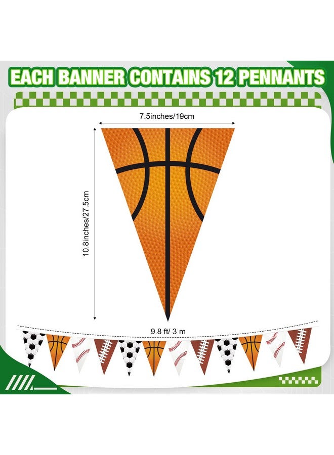 HESTYA 5 Pcs 49 Ft Sport Party Decorations Football Pennant Banner Pre-assembled Basketball Triangle Flag Bunting Garland for Baseball Soccer Birthday Party Supplies Sport Theme Decorations - Image 2