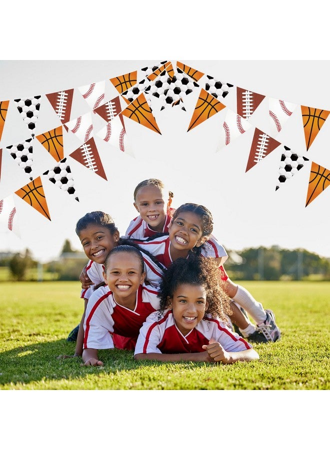 HESTYA 5 Pcs 49 Ft Sport Party Decorations Football Pennant Banner Pre-assembled Basketball Triangle Flag Bunting Garland for Baseball Soccer Birthday Party Supplies Sport Theme Decorations - Image 5
