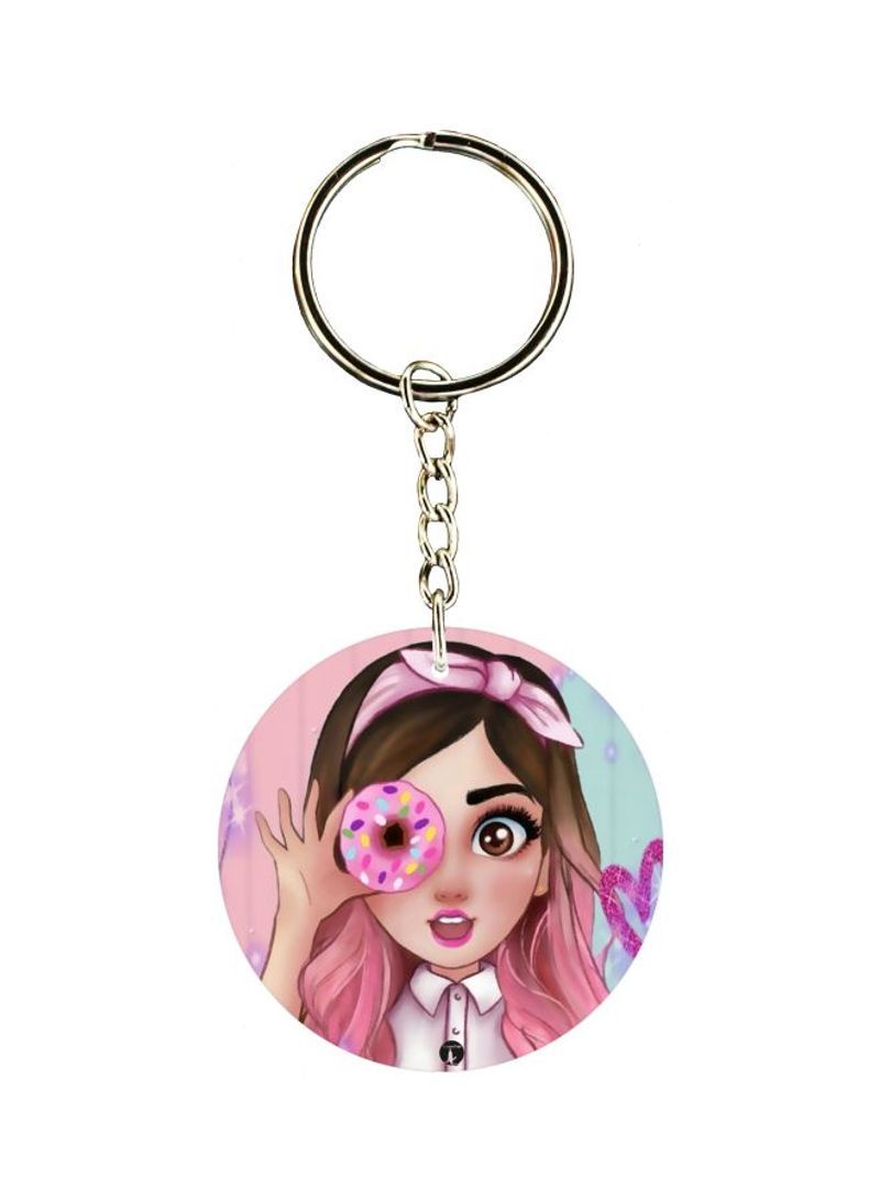 Girl Printed Double Sided Keychain