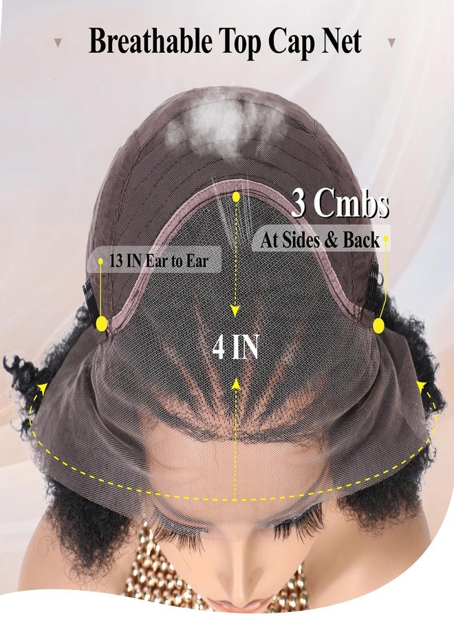 WIGER Glueless Braided Wigs for Black Women Cornrow Braided Full Lace Wigs 13x4 Kinky Curly Wig Afro Puff Lace Frontal Hair Wigs Pre Plucked Synthetic African American Wig for Daily Wear - Image 4
