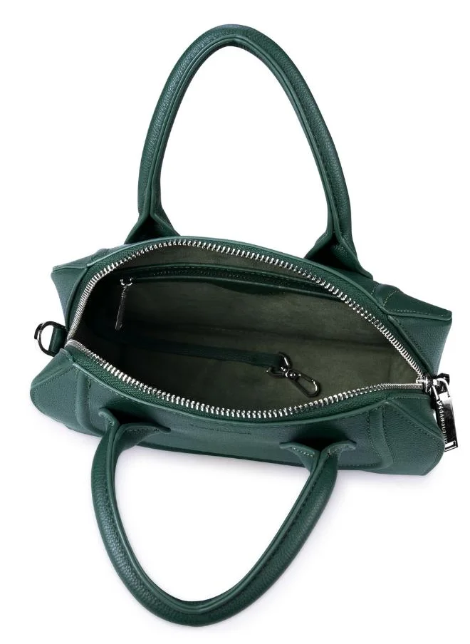 Veganologie Gemma Crossbody Bag in Green in Silver Hardware Made from 2.5 Bamboo Stems