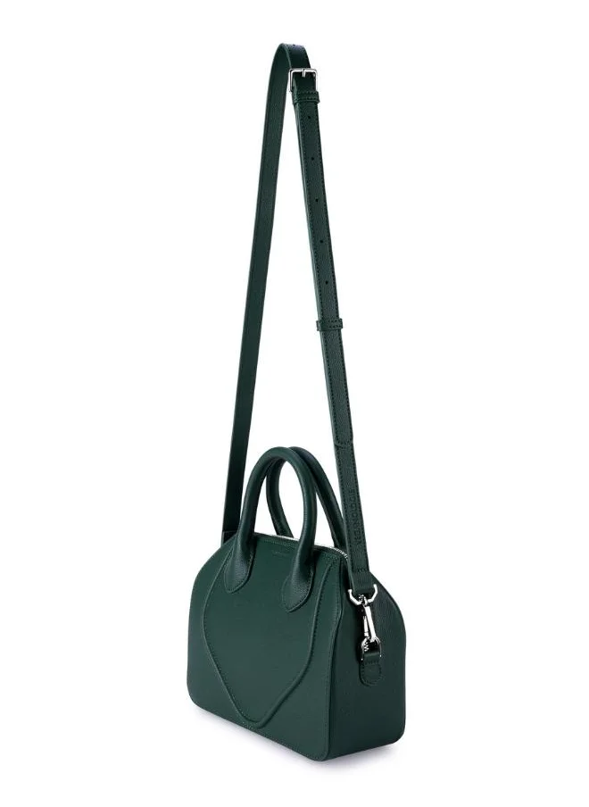 Veganologie Gemma Crossbody Bag in Green in Silver Hardware Made from 2.5 Bamboo Stems