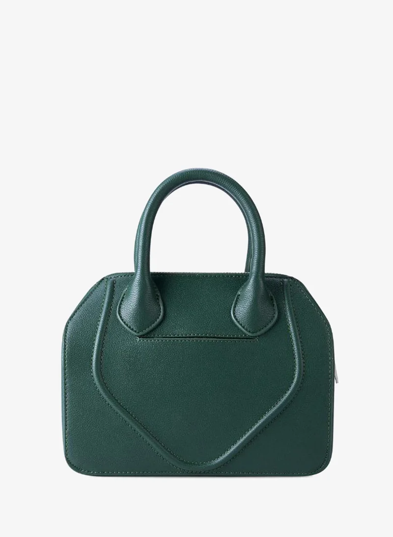 Veganologie Gemma Crossbody Bag in Green in Silver Hardware Made from 2.5 Bamboo Stems