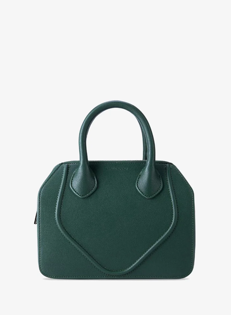 Veganologie Gemma Crossbody Bag in Green in Silver Hardware Made from 2.5 Bamboo Stems