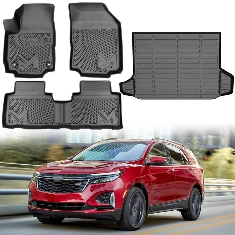 CMVT Auto TPE Automotive Floor Mats Cargo Liner Custom for 20182024 Chevy Equinox Not for EV GMC Terrain All Weather Cover Protection Waterproof Black Floor Liner Front Rear Row Full Set Car Mats 4p - Image 3