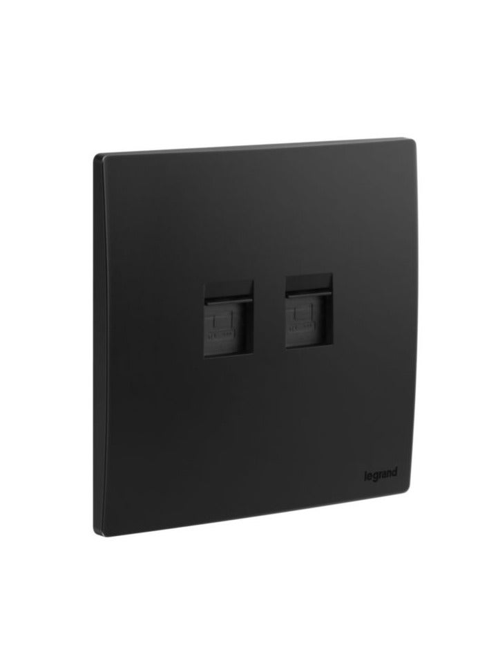 Legrand Mallia Senses - Double RJ45 Data Socket Outlet UTP Matt Black - 281165MB