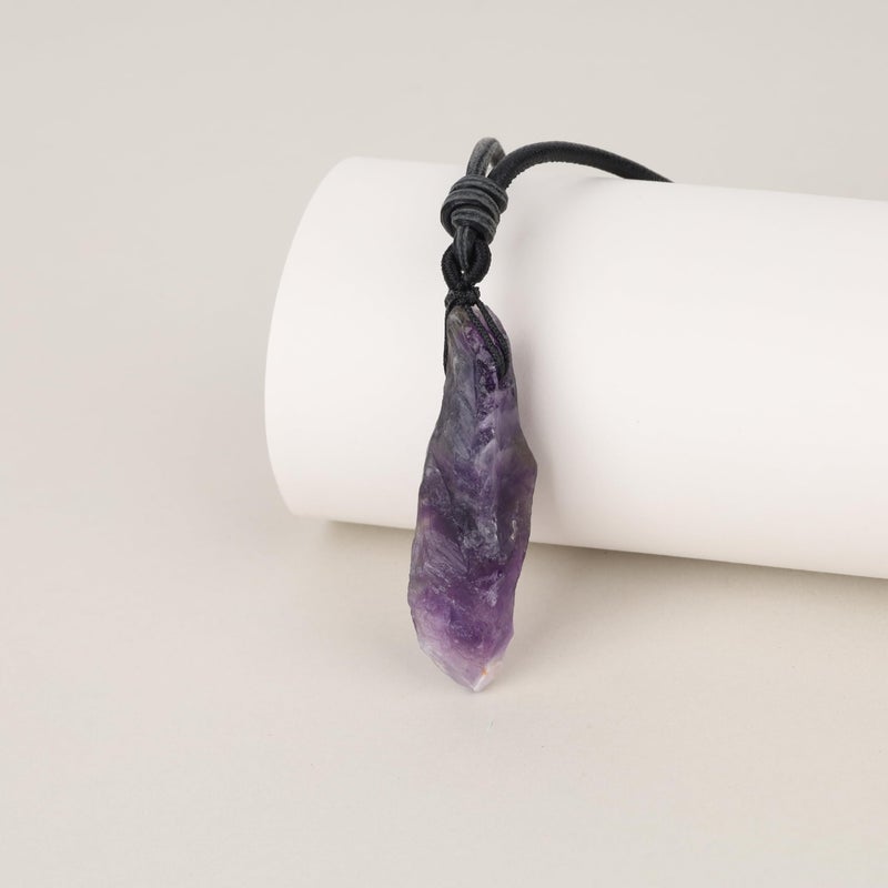 COAI Leather Necklace Healing Crystal Necklace for Women Raw Amethyst Necklace - Image 5