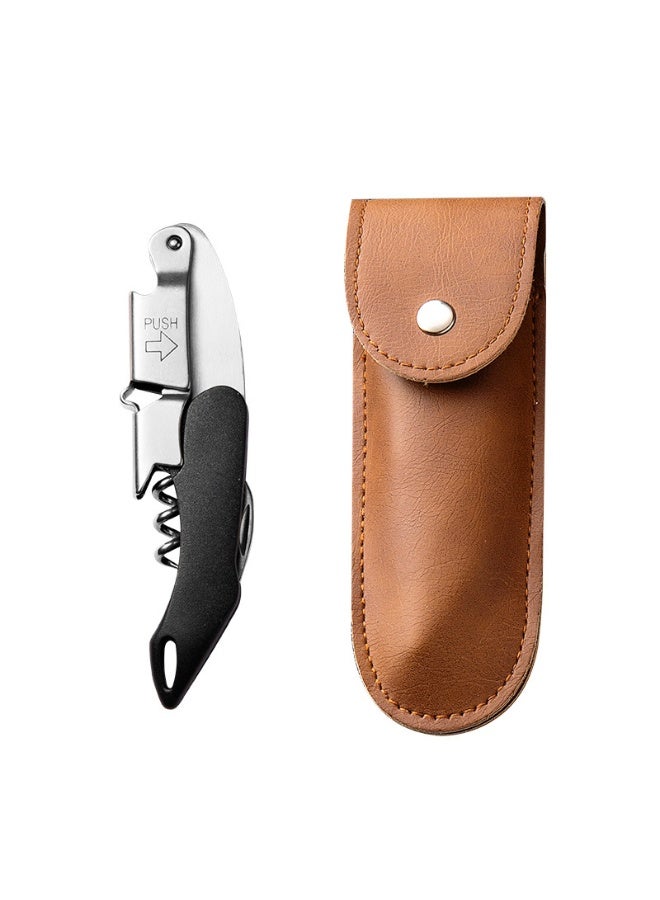 Black Wine Key Corkscrew Heavy Duty Waiter Corkscrew, Professional Stainless Steel Wine Opener with Foil Cutter Double Hinged, Wine Beer Bottle Opener Gifts for Servers Sommelier Bartenders - Image 1