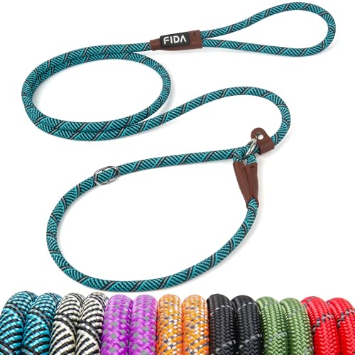 Fida Durable Slip Lead Dog Leash, 6 FT x 3/8" Heavy Duty Comfortable Strong Rope Slip Lead for Small Dogs and Puppies, No Pull Pet Training Lead with Highly Reflective(3/8", Blue) - Image 1