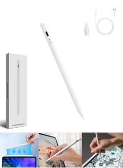 HAOHAN iPad Stylus, Smartpen for iPad Pro/iPad Air/iPad mini 2018 and Later, Great for Drawing, Writing and Note-taking, Fast Charging with Extra Nib, Tilt Recognition, Bluetooth V5.3, Battery Display, Detachable Nib, Quills White  - Image 1