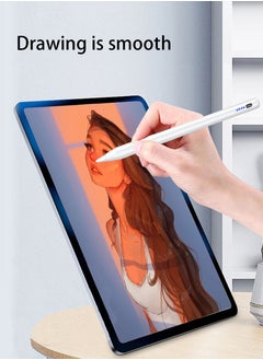 HAOHAN iPad Stylus, Smartpen for iPad Pro/iPad Air/iPad mini 2018 and Later, Great for Drawing, Writing and Note-taking, Fast Charging with Extra Nib, Tilt Recognition, Bluetooth V5.3, Battery Display, Detachable Nib, Quills White  - Image 4