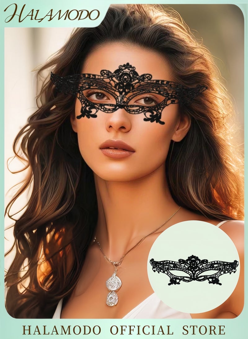 HALAMODO Women's Masquerade Masks Black Lace Masks Fashion Mask Eye Mask Lady Half Face Mask Cosplay Decoration Carnival & Mardi & Party Costume Decor  - Image 1