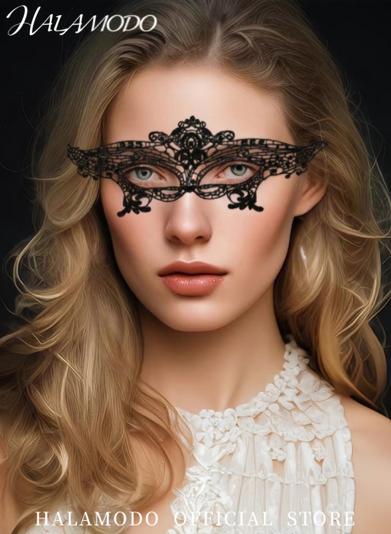 HALAMODO Women's Masquerade Masks Black Lace Masks Fashion Mask Eye Mask Lady Half Face Mask Cosplay Decoration Carnival & Mardi & Party Costume Decor  - Image 2