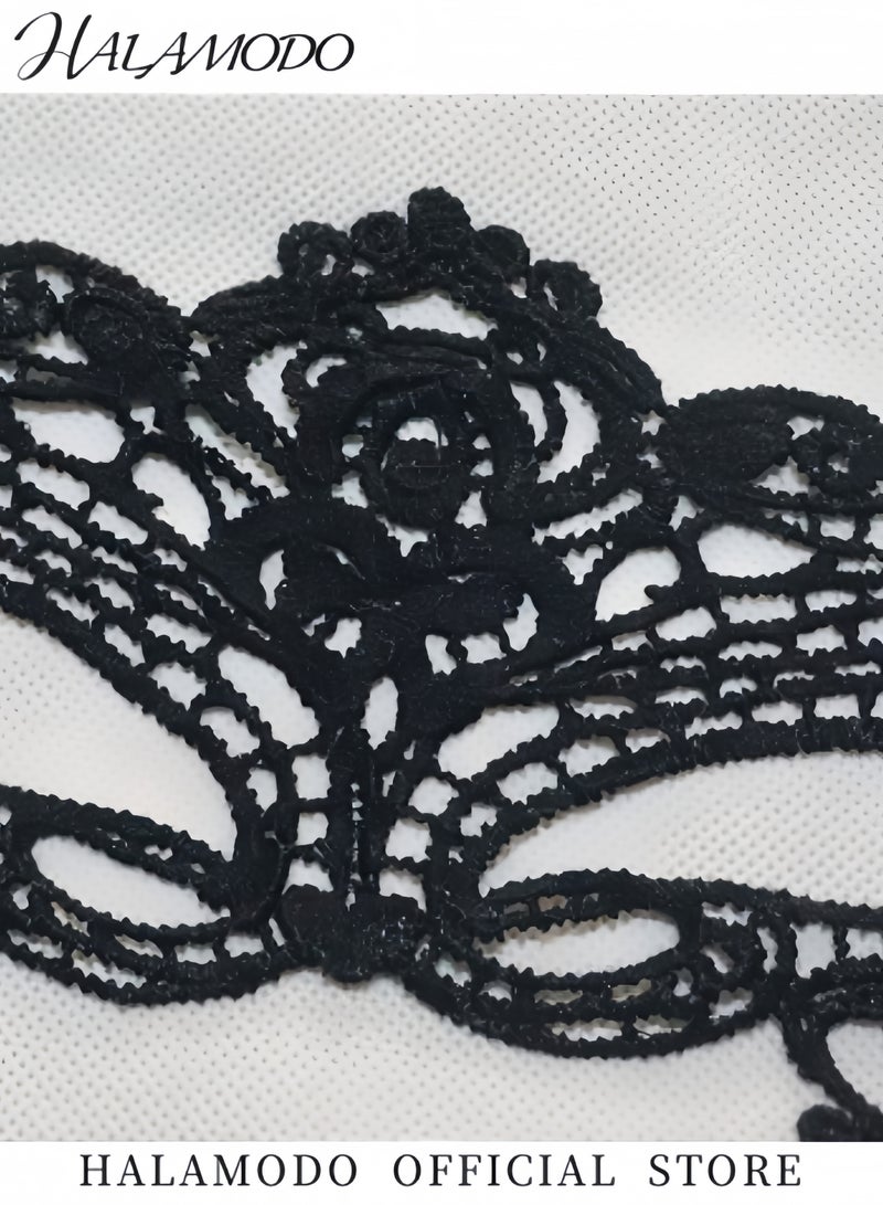 HALAMODO Women's Masquerade Masks Black Lace Masks Fashion Mask Eye Mask Lady Half Face Mask Cosplay Decoration Carnival & Mardi & Party Costume Decor  - Image 3