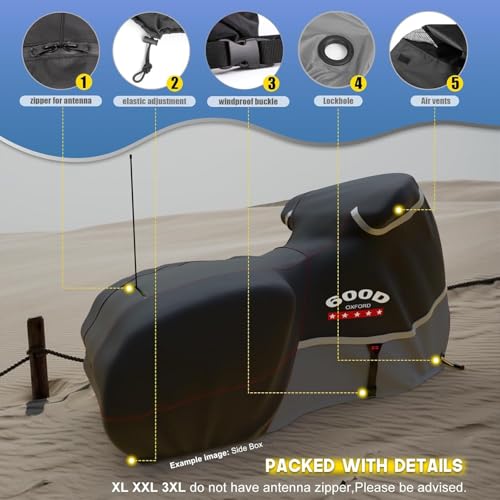 Rosefray Motorcycle Cover 600D Waterproof for Touring Models Harley Davidson Nightster,Sportster, Fat Boy Indoor & Outdoor Storage Black - Image 5