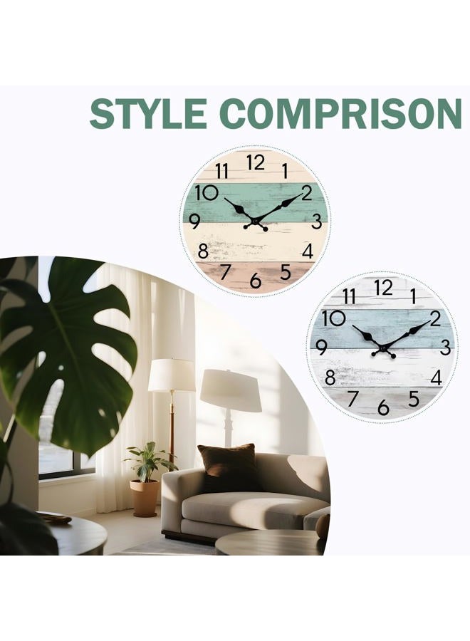 KECYET Wall Clock Silent Non-Ticking Wooden Clocks Battery Operated 8 Inch Small Country Retro Rustic and Beach Style Decorative for Kitchen, Home, Bathroom, Bedroom (Green) - Image 4