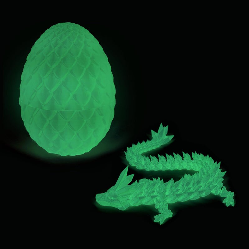YILCER 3D Printed Dragon Egg Cool 3D Printer Articulated Crystal Dragon Toy for Boys Kid Teen Animals Fidget Toy Dinosaur Eggs for 57 46 812 Year Old Boys Kid GirlsALuminous - Image 3